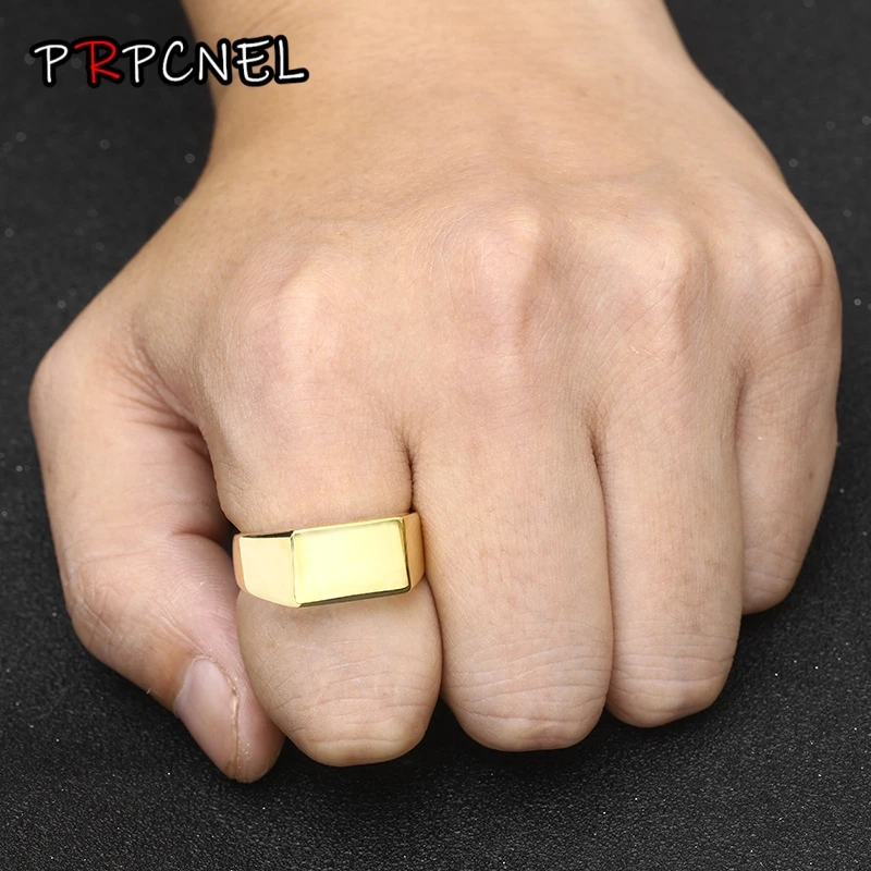 Simple Black/Gold/Silver Square Ring New Brand Men Width Signet Polished Finger Rings Shellhard Punk Ring Jewelry Size 8 - 12
Simple Black/Gold/Silver Square Ring New Brand Men Width Signet Polished Finger Rings Shellhard Punk Ring Jewelry Size 8 - 12