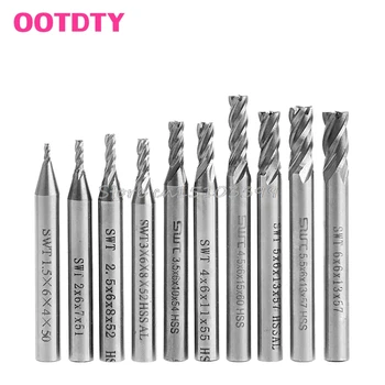 10Pcs/set 1.5-6mm HSS Straight Shank 4 Flute End Mill Cutter CNC Drill Bit Tool G08 Whosale&DropShip
10Pcs/set 1.5-6mm HSS Straight Shank 4 Flute End Mill Cutter CNC Drill Bit Tool G08 Whosale&DropShip