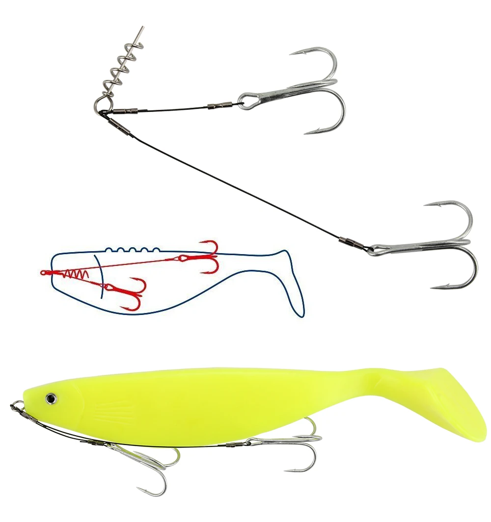 Spinpoler New Fishing Pike Rig Shot Rig Hook With Extra Sharp High-Carbon Steel Trebles Hooks For Soft Lure Bass Fishing (1)