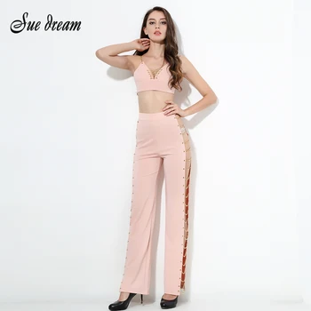 2017 Summer new Fashion pink black Chain Lace Up Hollow Out 2 Two Pieces Set Celebrity Wholesale Women Stretch Crepe pantsuit
2017 Summer new Fashion pink black Chain Lace Up Hollow Out 2 Two Pieces Set Celebrity Wholesale Women Stretch Crepe pantsuit