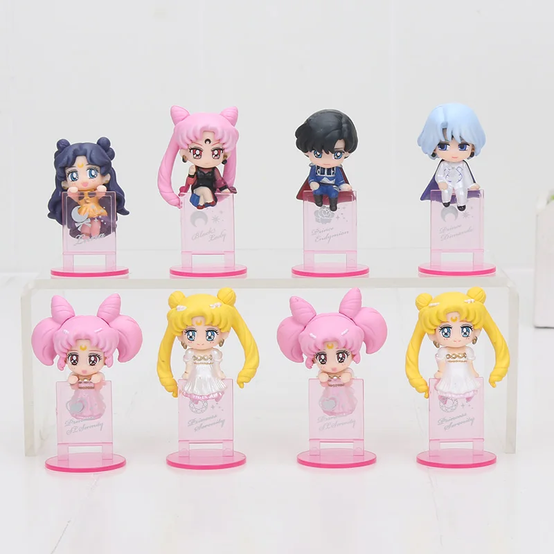 8pcs/set Ochatomo Series Sailor Moon R Night & Day PVC Figures Toys Serenity Black Lady Small Lady Chiba Mamoru Diamond Luna
8pcs/set Ochatomo Series Sailor Moon R Night & Day PVC Figures Toys Serenity Black Lady Small Lady Chiba Mamoru Diamond Luna