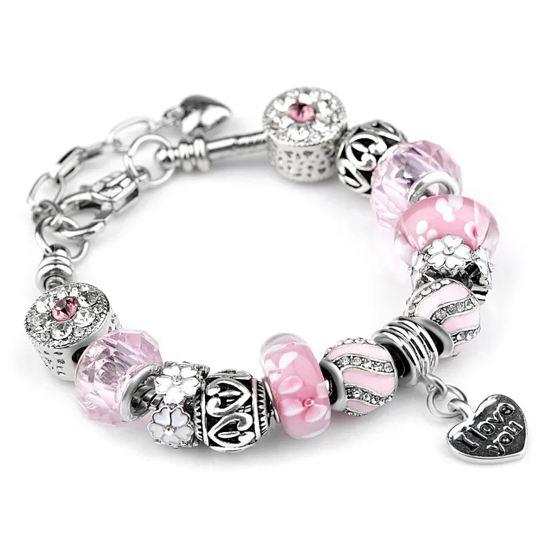 MISSITA Hot Sale Romantic I Love YOU DIY Charm Bracelet Pink Beads Pandora Bracelet for Women Girlfriend Jewelry Gift
MISSITA Hot Sale Romantic I Love YOU DIY Charm Bracelet Pink Beads Pandora Bracelet for Women Girlfriend Jewelry Gift