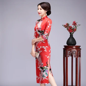 Chinese Women Summer Rayon Qipao Red Print Bride Wedding Dress Half Sleeve Vintage Button Cheongsam Plus Size 5XL 6XL Vestidos
Chinese Women Summer Rayon Qipao Red Print Bride Wedding Dress Half Sleeve Vintage Button Cheongsam Plus Size 5XL 6XL Vestidos