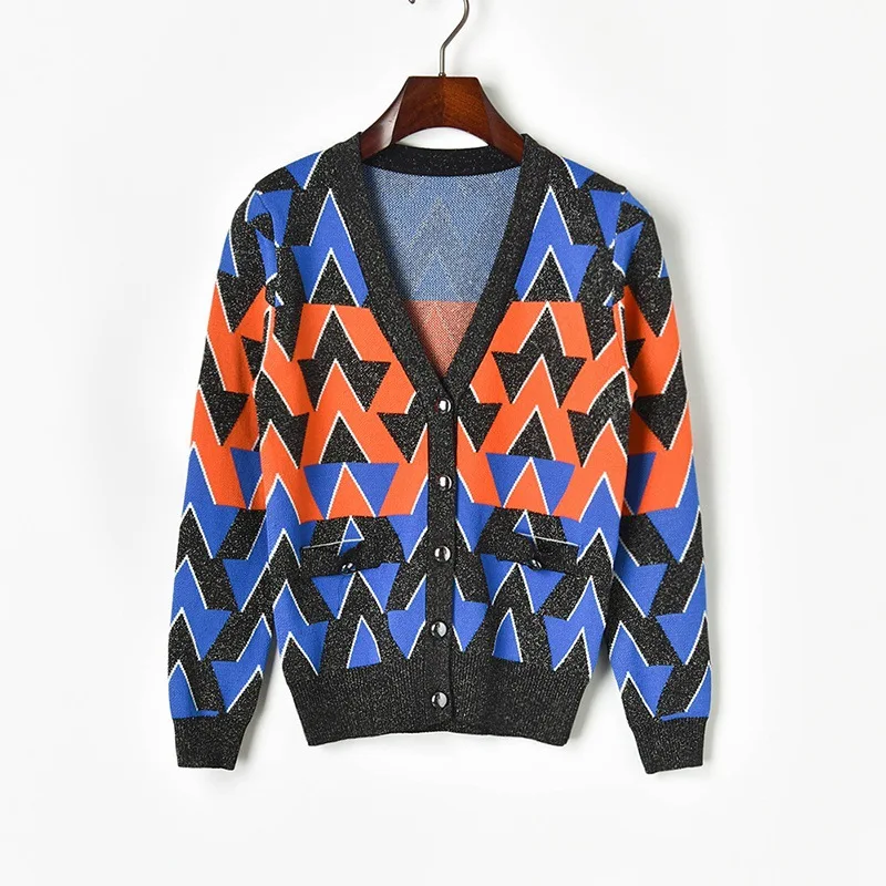 Women Runway Knitted Cardigan 2019 Early Fall Geometric Jacquard V-neck Single Breasted Cardigan Female Sweater Knit Outwear
Women Runway Knitted Cardigan 2019 Early Fall Geometric Jacquard V-neck Single Breasted Cardigan Female Sweater Knit Outwear