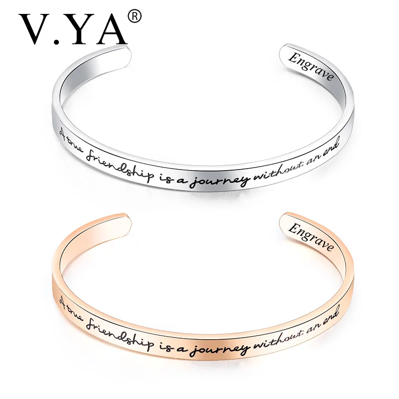 V.YA Engraving Stainless Steel Bangle for women Open titanium steel ladies bracelets Inspirational friendship phrase gift
V.YA Engraving Stainless Steel Bangle for women Open titanium steel ladies bracelets Inspirational friendship phrase gift