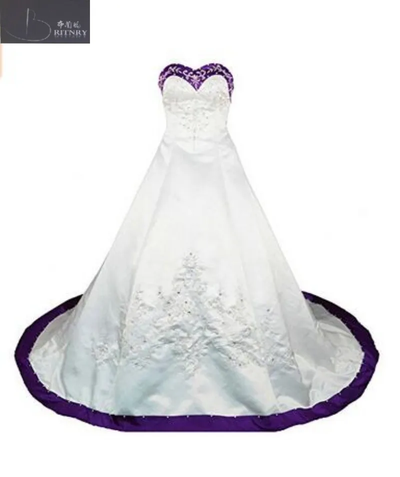 purple and white wedding dress