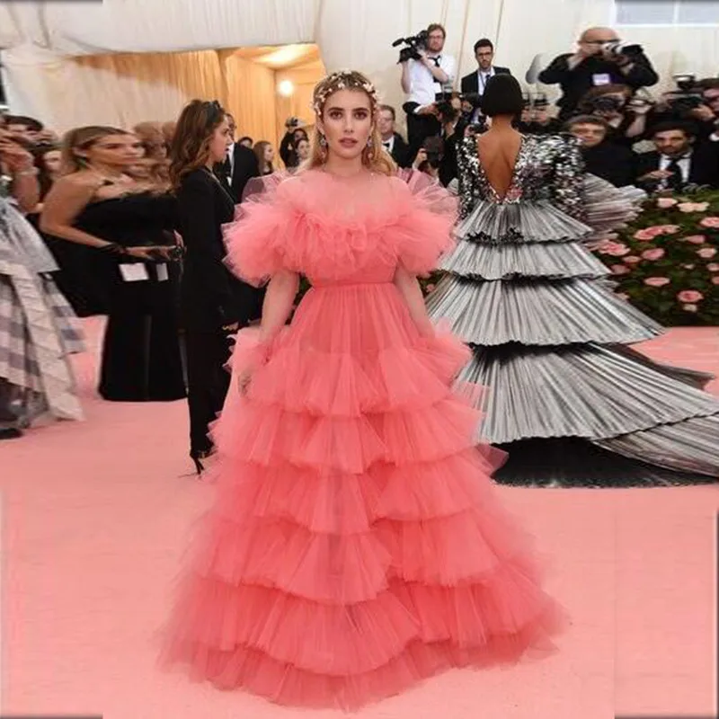 2019 New Coral Tiered Tulle Formal Dress Off the Shoulder Long Prom Party Dresses Puffy Sleeves Floor Length Chic Evening Gowns
2019 New Coral Tiered Tulle Formal Dress Off the Shoulder Long Prom Party Dresses Puffy Sleeves Floor Length Chic Evening Gowns