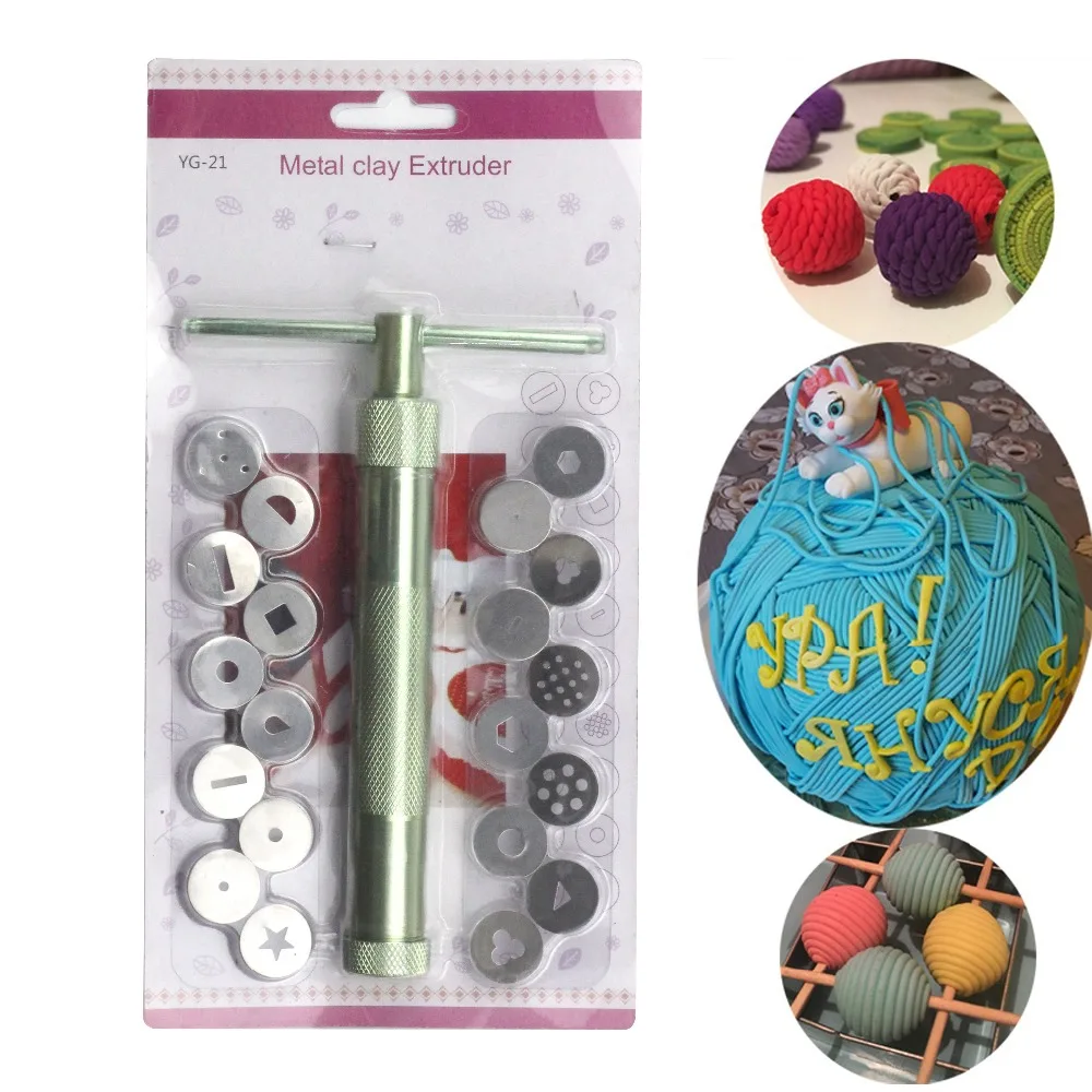 Baking tools Stainless Steel Sugar Paste Easy Extruder Craft Gun and 20 Tips Craft Fondant Cake Sculpture Polymer Clay Tools
Baking tools Stainless Steel Sugar Paste Easy Extruder Craft Gun and 20 Tips Craft Fondant Cake Sculpture Polymer Clay Tools