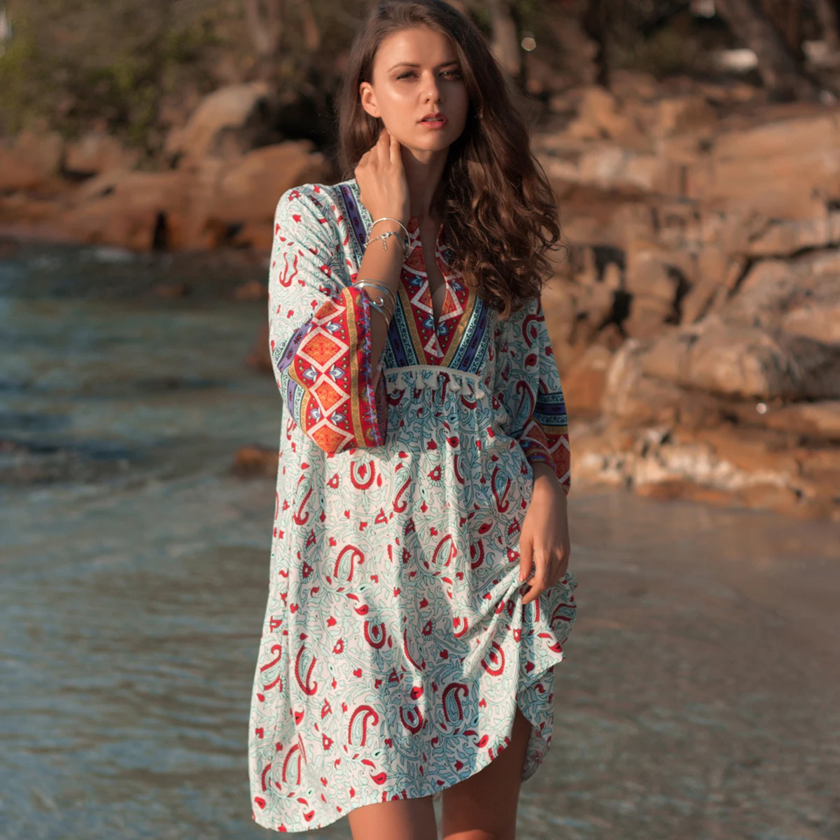 Bohemian Print Mini Dress Women Causal 2019 Summer Long Sleeve Vneck Sexy Dress Ladies Boho Loose Beach Hippie Party Short Dress
Bohemian Print Mini Dress Women Causal 2019 Summer Long Sleeve Vneck Sexy Dress Ladies Boho Loose Beach Hippie Party Short Dress