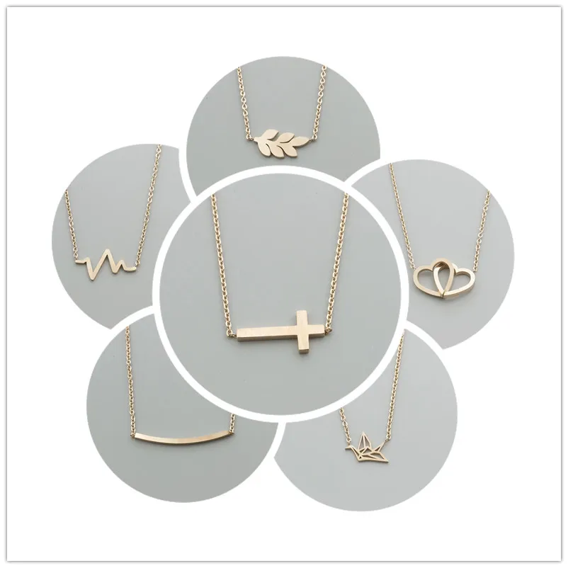Stainless Steel Rose Gold Color Leaf Heartbeat Heart to Heart Bar Crucifix Jesus Christian Cross Pendant Necklaces for Women Men 
Stainless Steel Rose Gold Color Leaf Heartbeat Heart to Heart Bar Crucifix Jesus Christian Cross Pendant Necklaces for Women Men