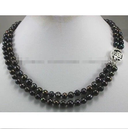 2Rows 7-8mm Black Akoya Cultured Pearl Silver Clasp Jewelry Necklace 18"^^^@^Noble style Natural Fine jewe FREE SHIPPING
2Rows 7-8mm Black Akoya Cultured Pearl Silver Clasp Jewelry Necklace 18"^^^@^Noble style Natural Fine jewe FREE SHIPPING