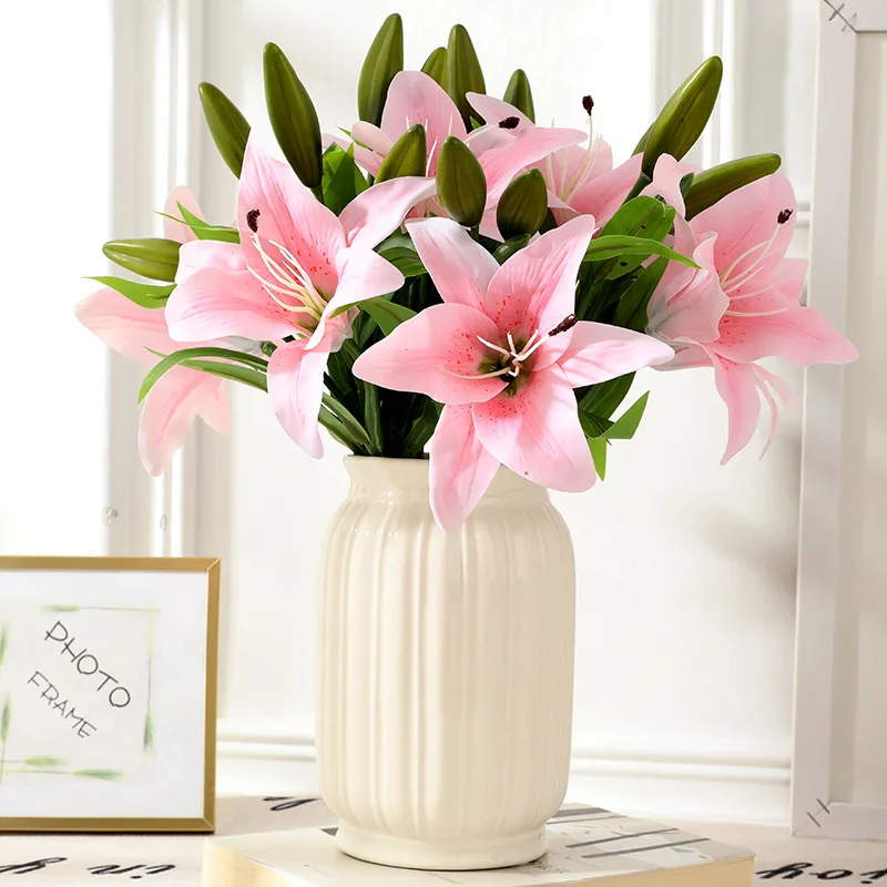 Artificial Silk Lily Flower for Home Decoration, Fake Flower Bouquet, 3 Heads, Wedding Decor, Stage Props, Real Touch, 5 PCs/Lot
Artificial Silk Lily Flower for Home Decoration, Fake Flower Bouquet, 3 Heads, Wedding Decor, Stage Props, Real Touch, 5 PCs/Lot