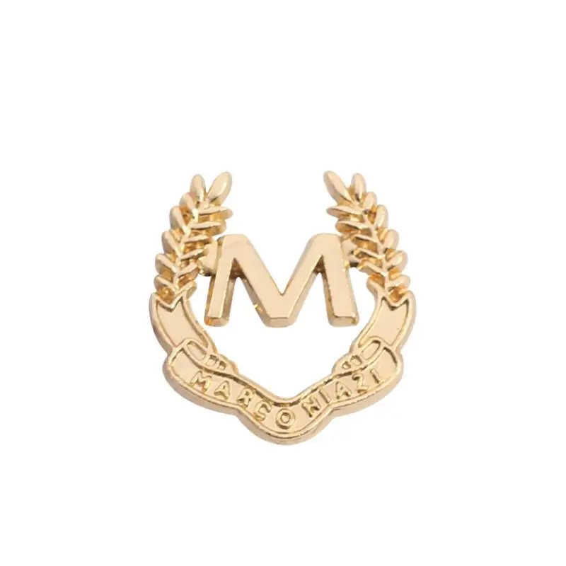 1 шт. значок с надписью M в деловом стиле Мужская металлическая брошь золотистый
