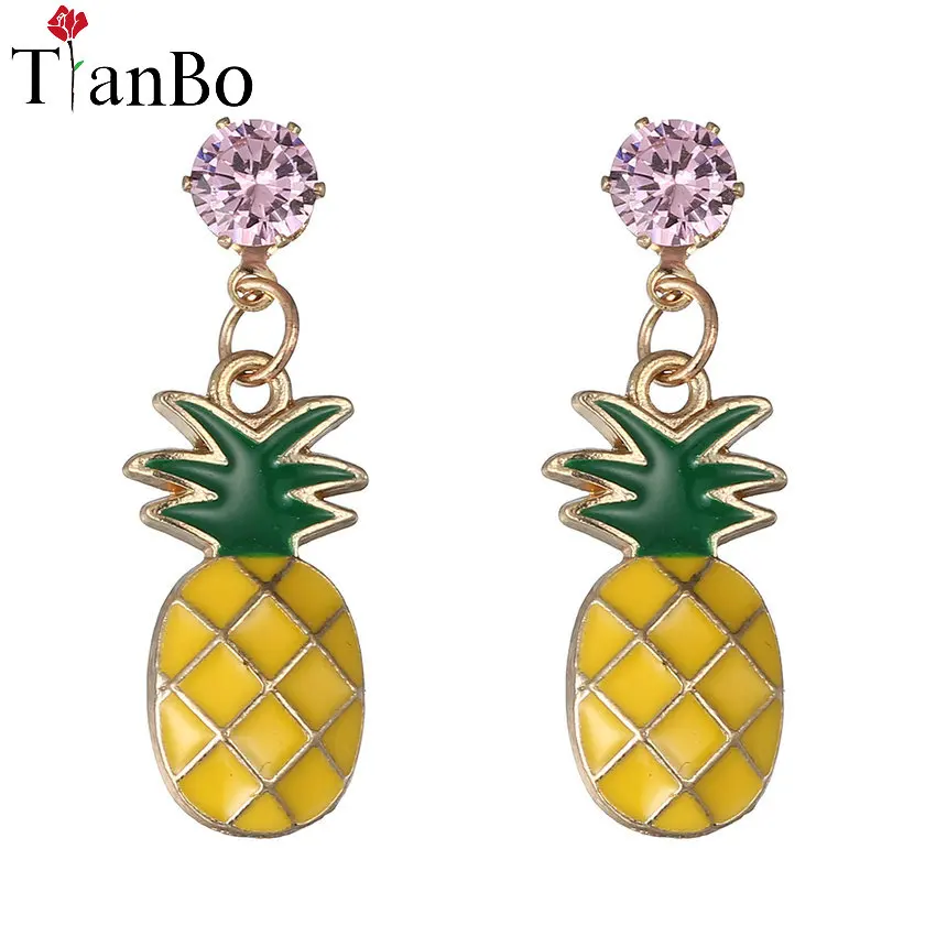 TianBo New Fashion Pineapple Fruit Golden Dangle Hanging Zircon CZ Crystal Gem Stone Drop Earrings For Women Jewelry Gift
TianBo New Fashion Pineapple Fruit Golden Dangle Hanging Zircon CZ Crystal Gem Stone Drop Earrings For Women Jewelry Gift