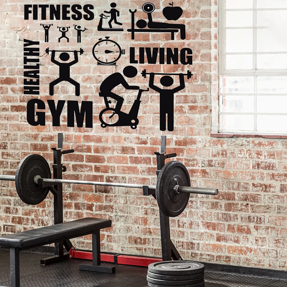 Wall Decal Vinyl Wall Decoration Living Room Fitness Words Healthy Lifestyle Gym Motivation Stickers Wall Stickers Aliexpress