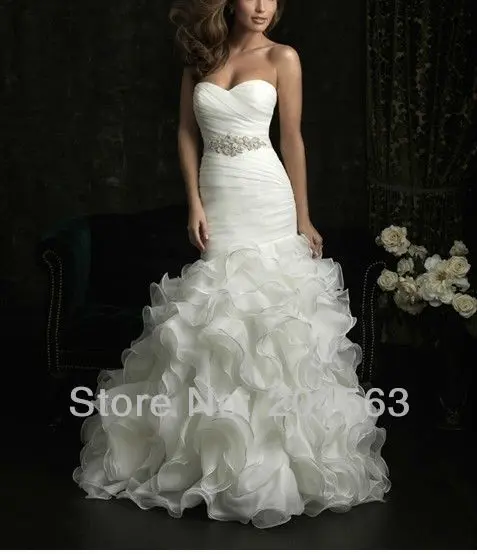Free Shipping Organza Sweetheart Mermaid Wedding Dress with Beaded Sash custom size&color
Free Shipping Organza Sweetheart Mermaid Wedding Dress with Beaded Sash custom size&color