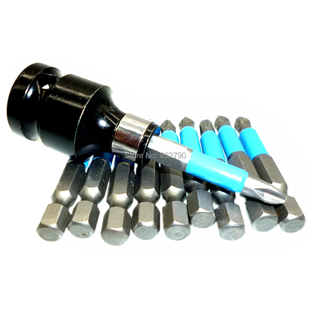 1/2 Drive to 1/4 Hex Quick Release Converter for Impact Wrench with 10pc 50mm (2") Phillips Impact Screwdriver Bit Magnetic Bits
1/2 Drive to 1/4 Hex Quick Release Converter for Impact Wrench with 10pc 50mm (2") Phillips Impact Screwdriver Bit Magnetic Bits