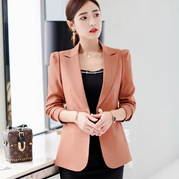 2019 Autumn Office Jackets Women Slim Fit Blazer Mujer Korean Style Long Sleeve Ladies Short Blazers Black Blue Green Brown 
2019 Autumn Office Jackets Women Slim Fit Blazer Mujer Korean Style Long Sleeve Ladies Short Blazers Black Blue Green Brown