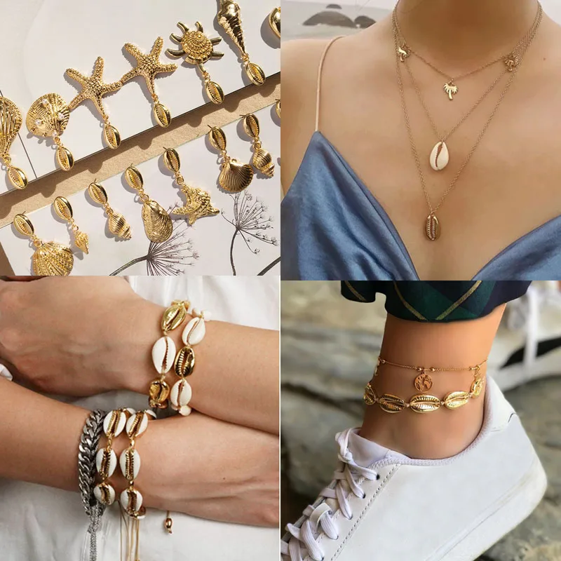 2019 Gold Shell Jewelry Set For Women NE+EA+BR Fashion Map Bracelets Anklets Seashell Earrings Pendant Necklaces BOHO Jewelry
2019 Gold Shell Jewelry Set For Women NE+EA+BR Fashion Map Bracelets Anklets Seashell Earrings Pendant Necklaces BOHO Jewelry