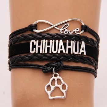 (10pcs/Lot) Infinity Love Chihuahua Bracelet & bangles dog paw charm leather braided bracelets for women men Christmas Gift
(10pcs/Lot) Infinity Love Chihuahua Bracelet & bangles dog paw charm leather braided bracelets for women men Christmas Gift