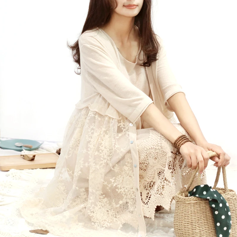 Korean Women Summer Wear Ins Cool Wind Loose Plus Size Cardigan Sweet Mori Girl Lace Knitted Sweater Cardigan Sunscreen Cardigan
Korean Women Summer Wear Ins Cool Wind Loose Plus Size Cardigan Sweet Mori Girl Lace Knitted Sweater Cardigan Sunscreen Cardigan