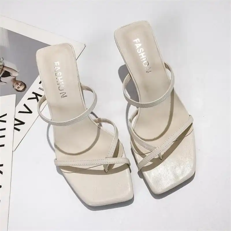 white women's sandals heel