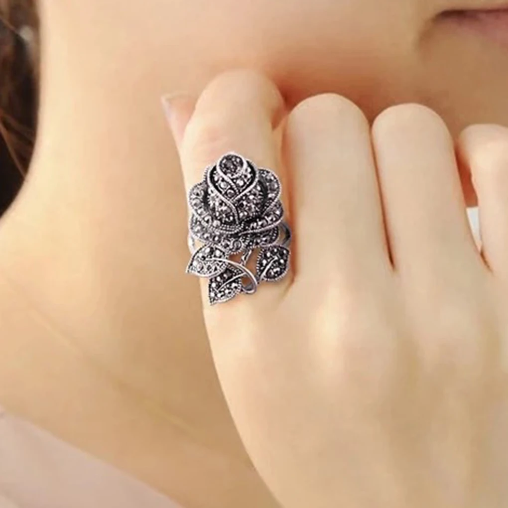 Women Rhinestone Rose Flower Ring Girls Wedding Party Birthday Gifts Floral Jewelry Ring
Women Rhinestone Rose Flower Ring Girls Wedding Party Birthday Gifts Floral Jewelry Ring