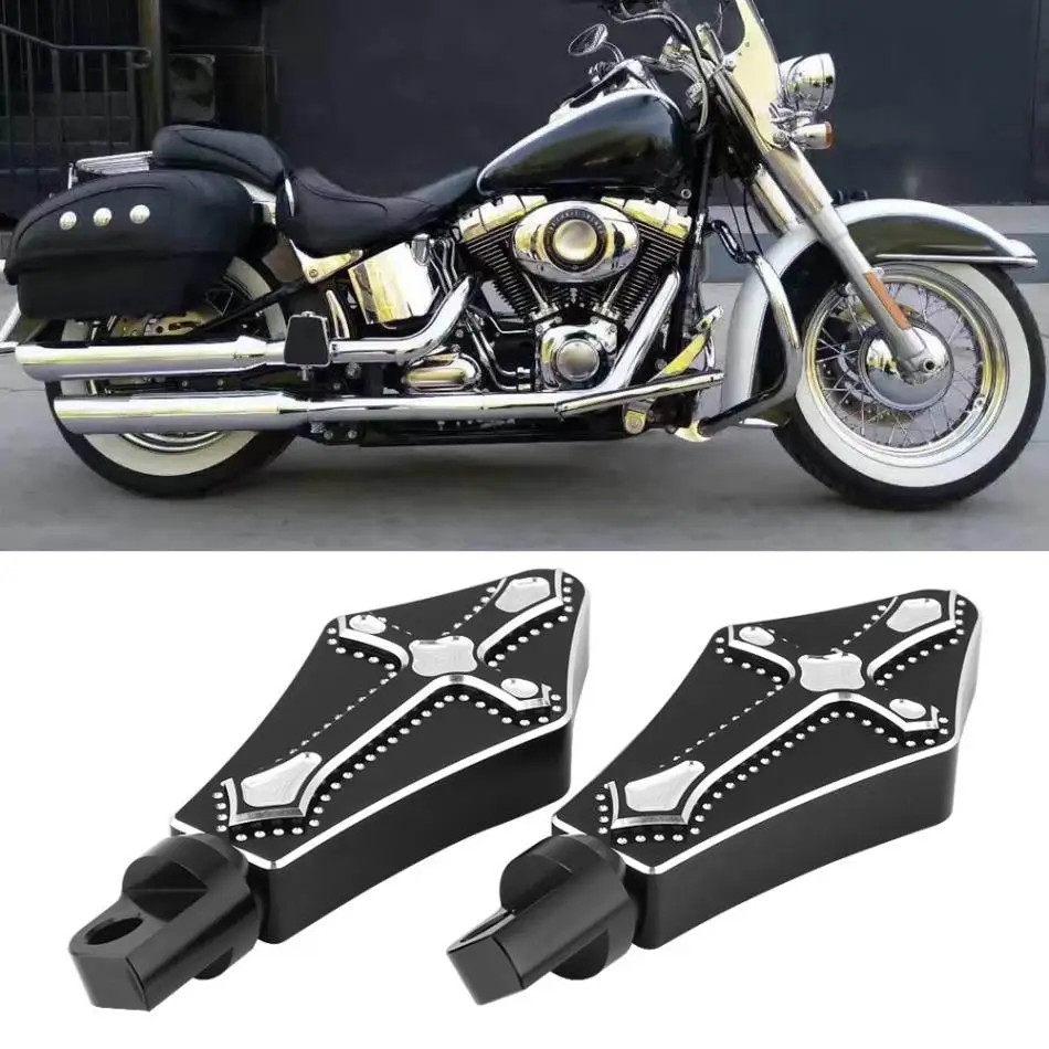 Paar Silber Motorrad Fußrasten Rostfreier Stahl Für Honda Kawasaki Harley Yamaha