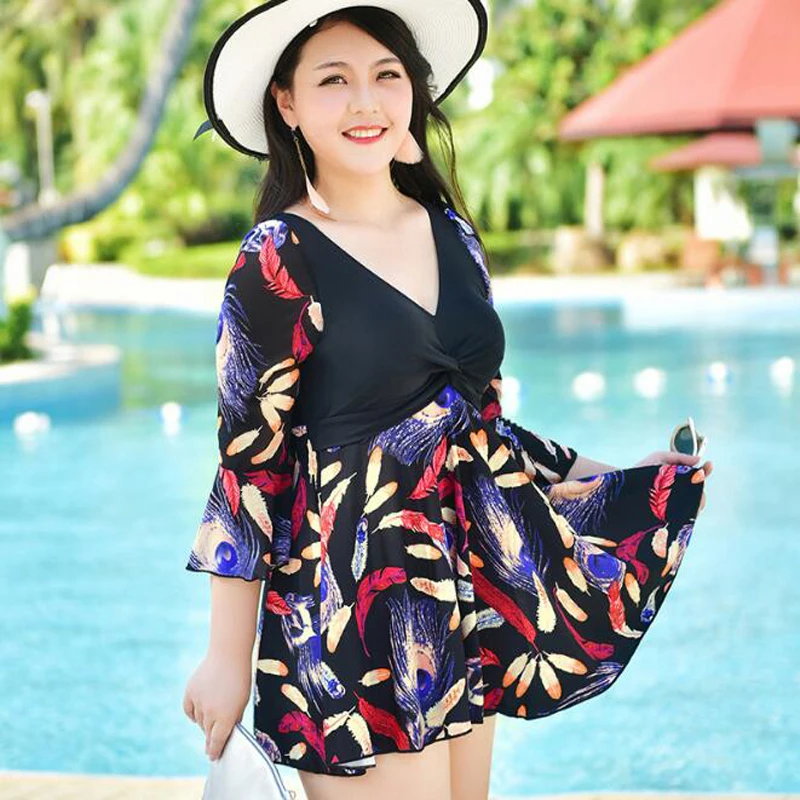New Arrival Summer Women Dress Style One Piece Suits Elegant Floral Printed Plus Size Swimsuit Charming Breathable Bathing Suit4