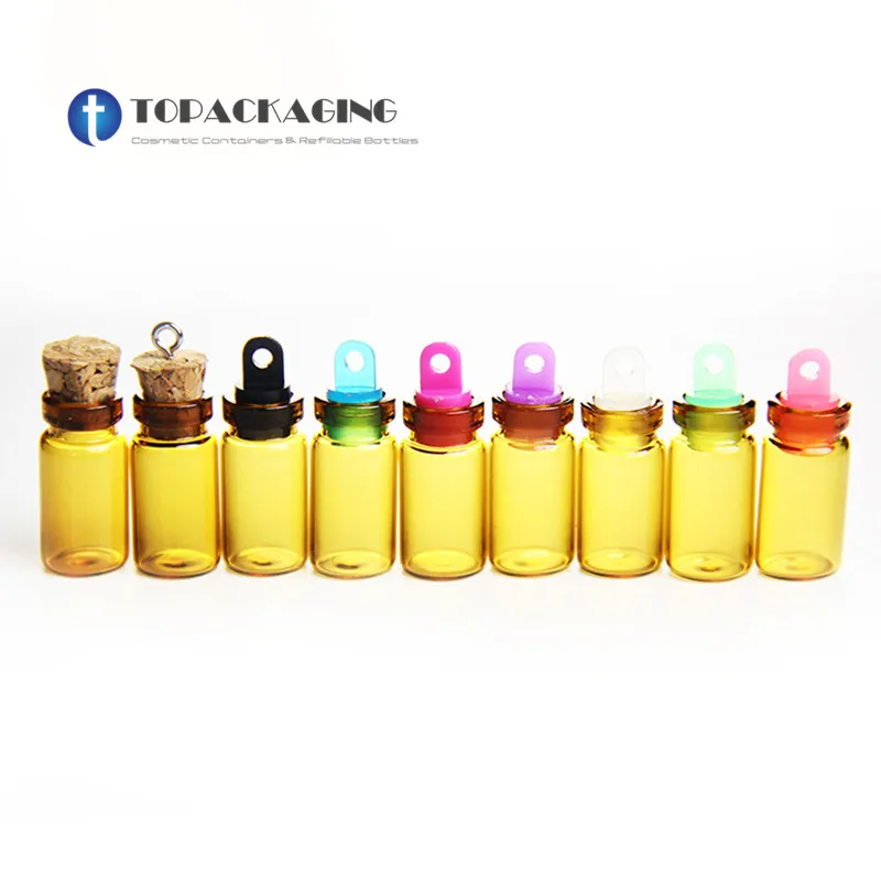 

1ML Glass Wishing Amber Bottle 11mm*22mm Cork Stopper Empty Perfume Refillable Pack Cosmetic Test Vials Essential Oil Container