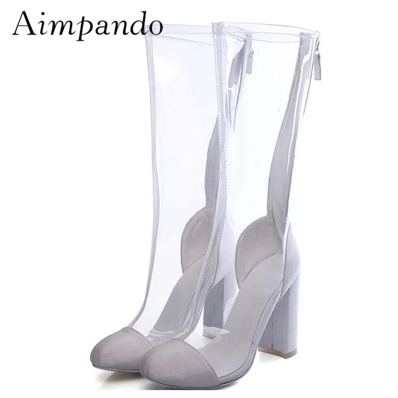 2019 Pvc Transparent Ankle Boots Woman Round Toe Chunky High Heel Boots Women Fashion breathable Crystal Knee High Boots
2019 Pvc Transparent Ankle Boots Woman Round Toe Chunky High Heel Boots Women Fashion breathable Crystal Knee High Boots