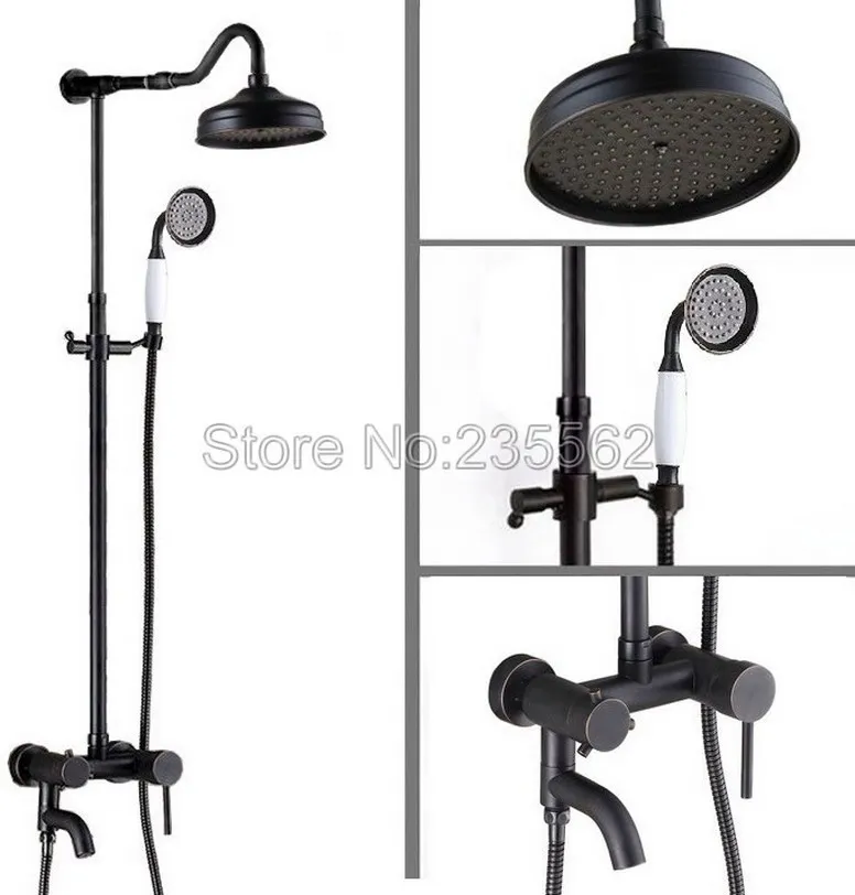 Wall Mounted Black Oil Brass 8" Bathroom Rain Shower Faucet Set with Single Handle Bathtub Mixer Shower Tap + Hand Shower lrs644
Wall Mounted Black Oil Brass 8" Bathroom Rain Shower Faucet Set with Single Handle Bathtub Mixer Shower Tap + Hand Shower lrs644