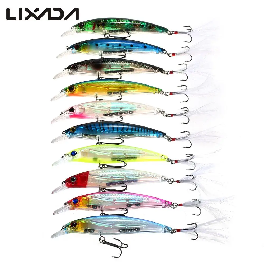 Lixada 10PCS/set Diving Minnow Fishing Lures 13.6g 110mm Artificial Bait Hard Wobbler Bait with #4 Feather Hooks
Lixada 10PCS/set Diving Minnow Fishing Lures 13.6g 110mm Artificial Bait Hard Wobbler Bait with #4 Feather Hooks