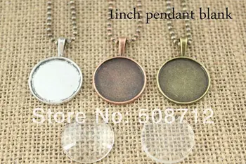 30sets 25mm Round Pendant Tray Blanks with Matching Glass Cabochons and Ball Chains
30sets 25mm Round Pendant Tray Blanks with Matching Glass Cabochons and Ball Chains