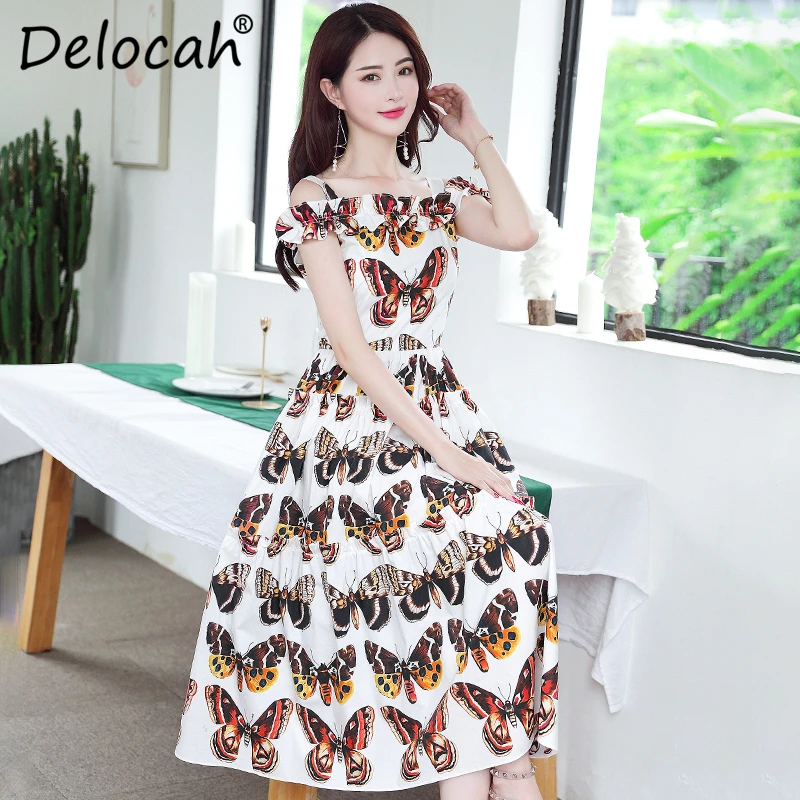 Delocah Fashion Designer 100% Cotton Dress Women Butterfly Printed Vintage Elegant Summer Dress vestidos
Delocah Fashion Designer 100% Cotton Dress Women Butterfly Printed Vintage Elegant Summer Dress vestidos