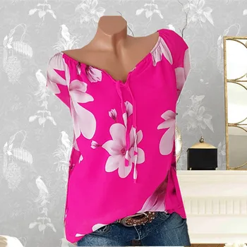 5XL Plus Size Loose Chiffon Blouse 2019 Short Sleeve Women Blouses V Neck Floral Print Shirt Casual Tops Blusas Chemise Femme
5XL Plus Size Loose Chiffon Blouse 2019 Short Sleeve Women Blouses V Neck Floral Print Shirt Casual Tops Blusas Chemise Femme
