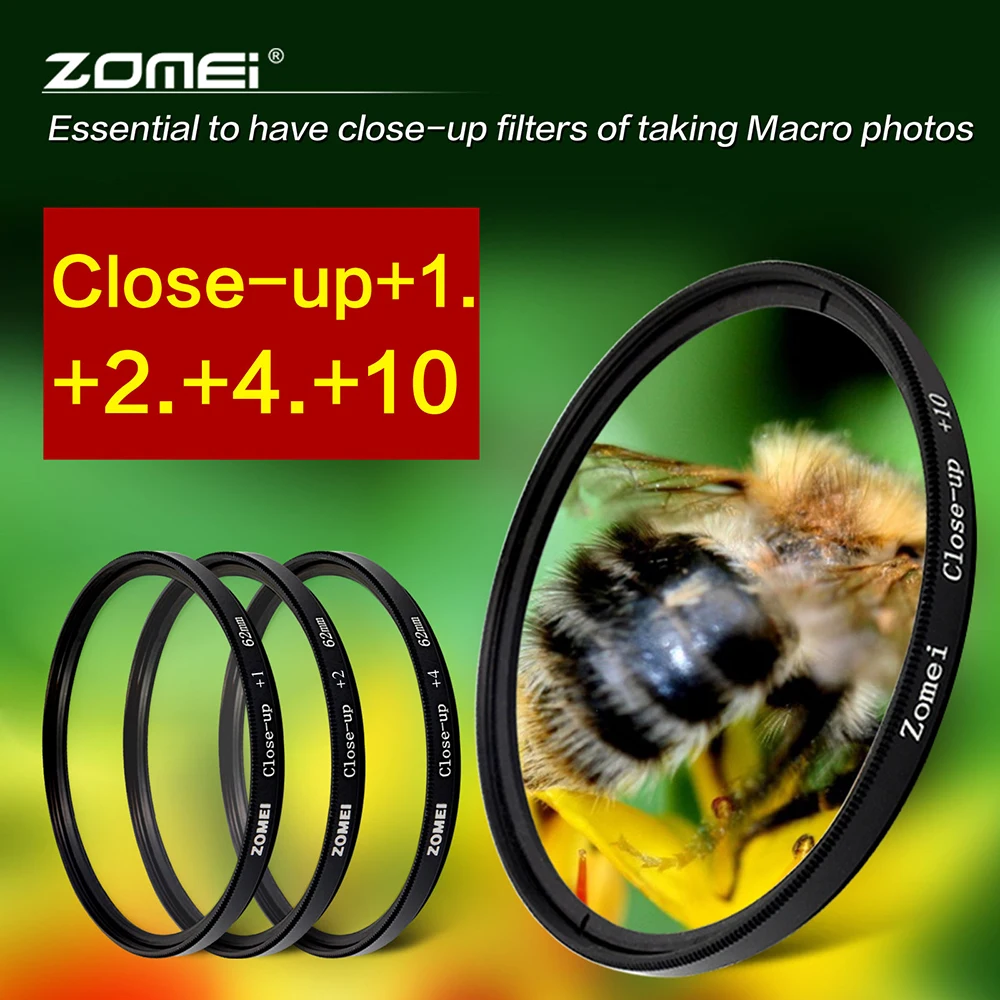 

Zomei Macro Close Up Lens Filter +1 +2 +4 +10 Filter Kit 52mm 55mm 58mm 62mm 67mm 72mm 77mm 82mm for Canon Nikon Sony Cameras