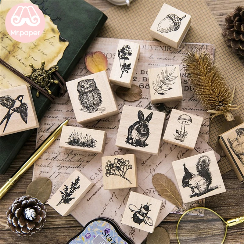 Mr Paper 12 Designs Cartoon Forest Animal Plant Wooden Rubber Stamp for Scrapbooking Decoration DIY Craft Standard Wooden Stamps
Mr Paper 12 Designs Cartoon Forest Animal Plant Wooden Rubber Stamp for Scrapbooking Decoration DIY Craft Standard Wooden Stamps