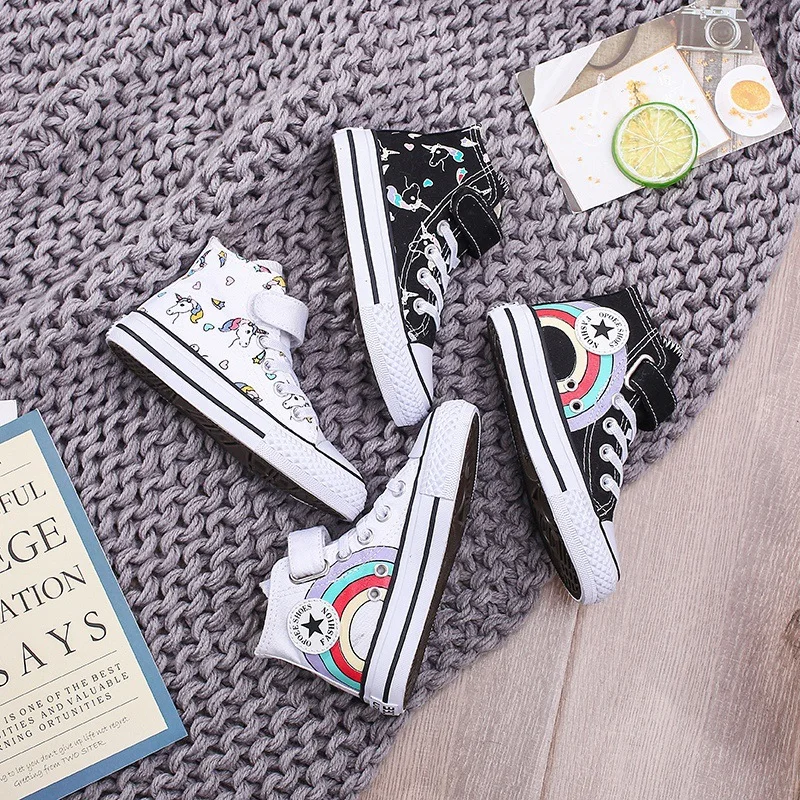 Girls Fashion Children Canvas Shoes Lovely Unicorn Printed Pattern High Top Girls Black White Girl Sneakers Star Rainbow C07212
Girls Fashion Children Canvas Shoes Lovely Unicorn Printed Pattern High Top Girls Black White Girl Sneakers Star Rainbow C07212