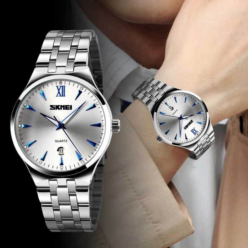 Fashion Men's Full Steel Quartz Watch SKMEI Brand Men Casual Dress Wristwatches With Calendar Japanese movement Clock 9071 male
Fashion Men's Full Steel Quartz Watch SKMEI Brand Men Casual Dress Wristwatches With Calendar Japanese movement Clock 9071 male