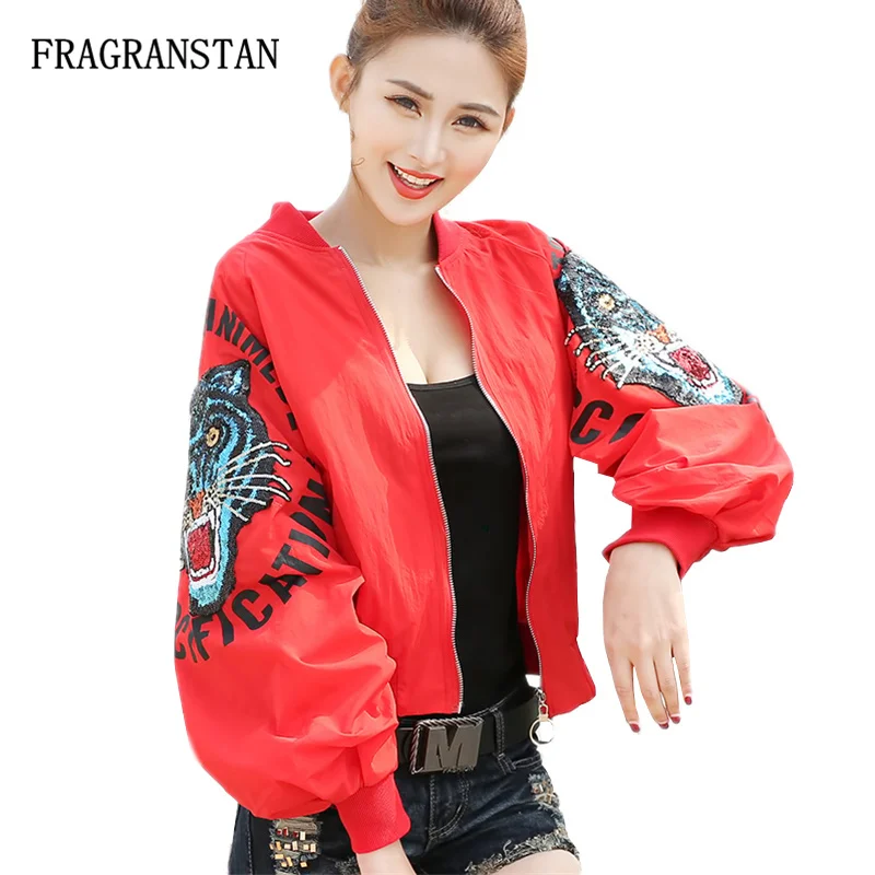 Women 2019 Spring Summer Stand Collar Long Sleeve Coat Ladies New Fashion Tiger Sequins Casual Jacket Female Loose Outwear JQ443
Women 2019 Spring Summer Stand Collar Long Sleeve Coat Ladies New Fashion Tiger Sequins Casual Jacket Female Loose Outwear JQ443