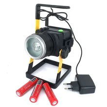Portable Rechargeable LED Floodlights XML T6 15W Flood Light 18650 Spot Light Power Bank Function with Battery & Charger