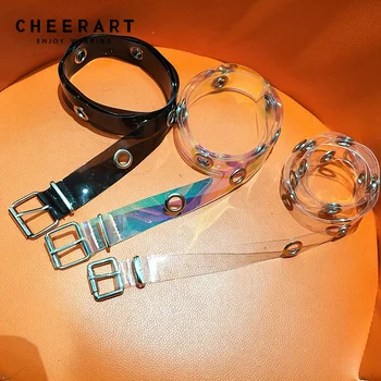 Cheerart Holographic Transparent Belt For Women PVC Punk Rock Silver Metal Chain Black Waist Belt Street Fashion
Cheerart Holographic Transparent Belt For Women PVC Punk Rock Silver Metal Chain Black Waist Belt Street Fashion
