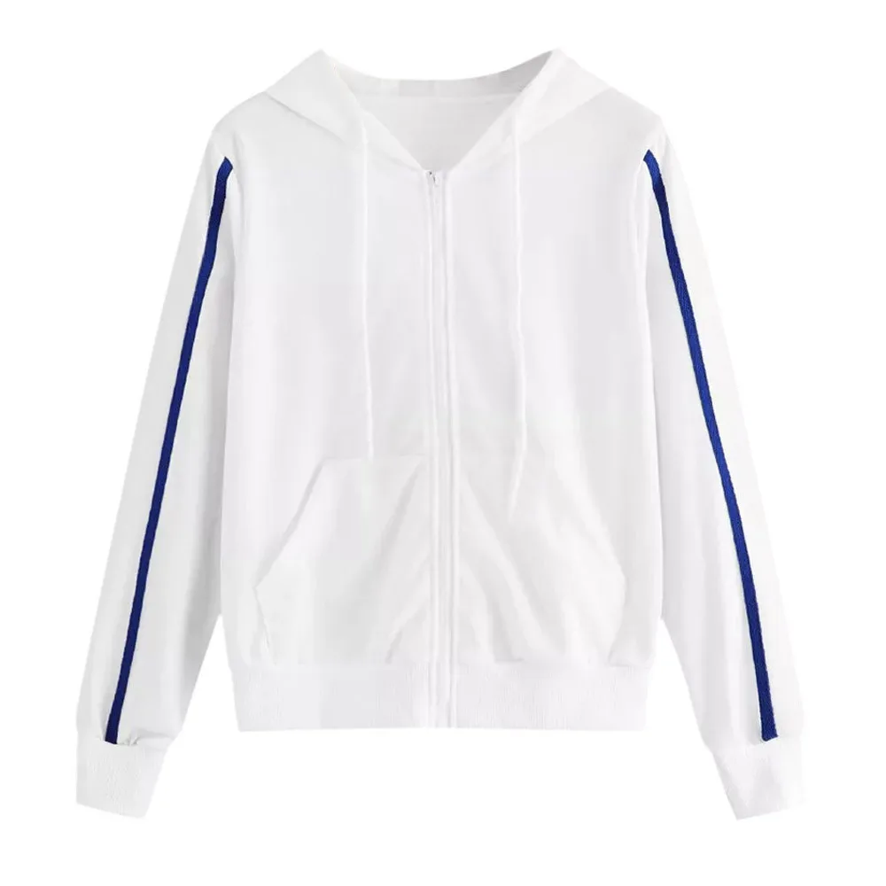Women's white long-sleeved zipper casual stand collar hooded sweatshirt loose breathable sports jacket running exercise sweater
Women's white long-sleeved zipper casual stand collar hooded sweatshirt loose breathable sports jacket running exercise sweater