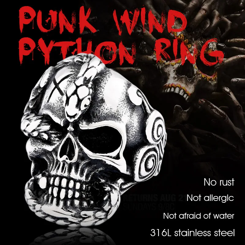BEIER retro style 316l stainless steel Vintage snake man ring devil skull biker exquisite Gothic jewelry for man Punk BR8-652
BEIER retro style 316l stainless steel Vintage snake man ring devil skull biker exquisite Gothic jewelry for man Punk BR8-652