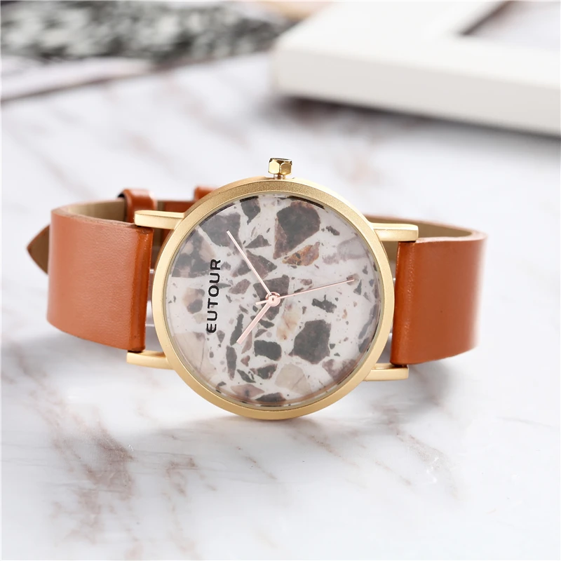 EUTOUR Women Fashion Designer Analog Quartz Wristwatch Gold Leather Marble Stone watch 3ATM waterproof Watches Gift Packing
EUTOUR Women Fashion Designer Analog Quartz Wristwatch Gold Leather Marble Stone watch 3ATM waterproof Watches Gift Packing