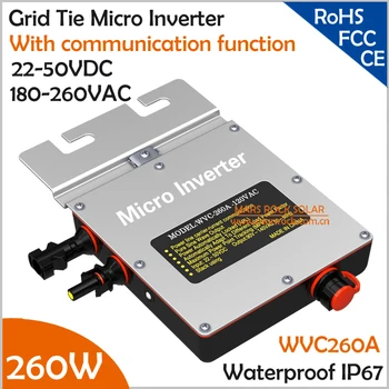 IP67!!! 260W grid tie micro inverter with communication function, 22-50V DC to AC 180V-260V MPPT inverter for 200-300W PV panel
IP67!!! 260W grid tie micro inverter with communication function, 22-50V DC to AC 180V-260V MPPT inverter for 200-300W PV panel