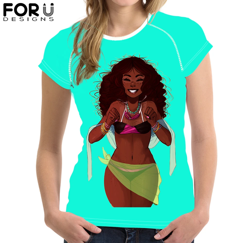 FORUDESIGNS Fashion African Girl Design T shirt Women Cool Elastic Soft Feature Novelty Tops Lady Art Printed Short Sleeve Tees
FORUDESIGNS Fashion African Girl Design T shirt Women Cool Elastic Soft Feature Novelty Tops Lady Art Printed Short Sleeve Tees
