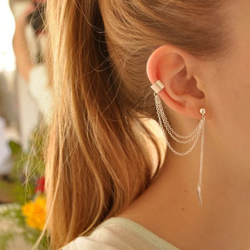 LASPERAL Fashion Women Earrings Jewelry Silver Leaf Tassels Cartilage Ear Clip Punk Rock Style Drop Earrings Women Jewelry 19cm
LASPERAL Fashion Women Earrings Jewelry Silver Leaf Tassels Cartilage Ear Clip Punk Rock Style Drop Earrings Women Jewelry 19cm