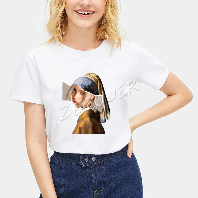Billie Eilish Shirt Girl Wearing Pearl Earrings Streetwear Girl T-Shirt Women Aesthetic White Cotton O-Neck Casual Punk Tees
Billie Eilish Shirt Girl Wearing Pearl Earrings Streetwear Girl T-Shirt Women Aesthetic White Cotton O-Neck Casual Punk Tees